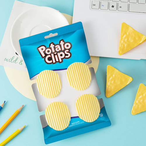 Cartoon creative simulation potato chip clip snack sealing clip plastic clip sealing clip file information long tail clip