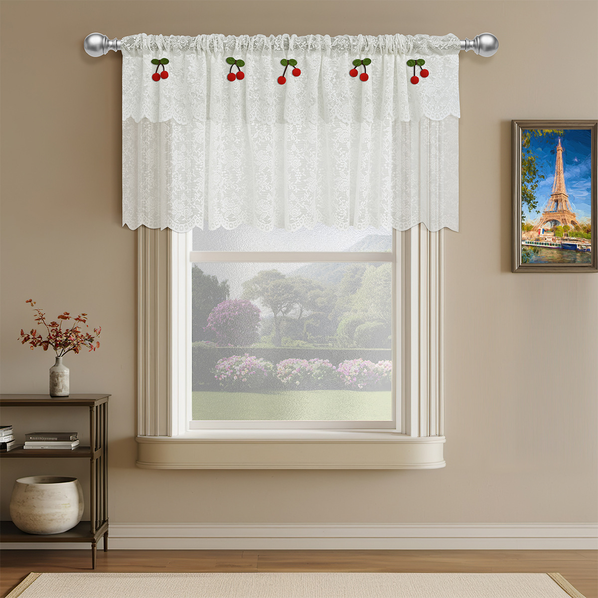 Nuevo estilo transfronterizo floral francés cortina de encaje cortina corta ventana salediza de cocina cortina de puerta cortina de partición pantalla de ventana SHEIN