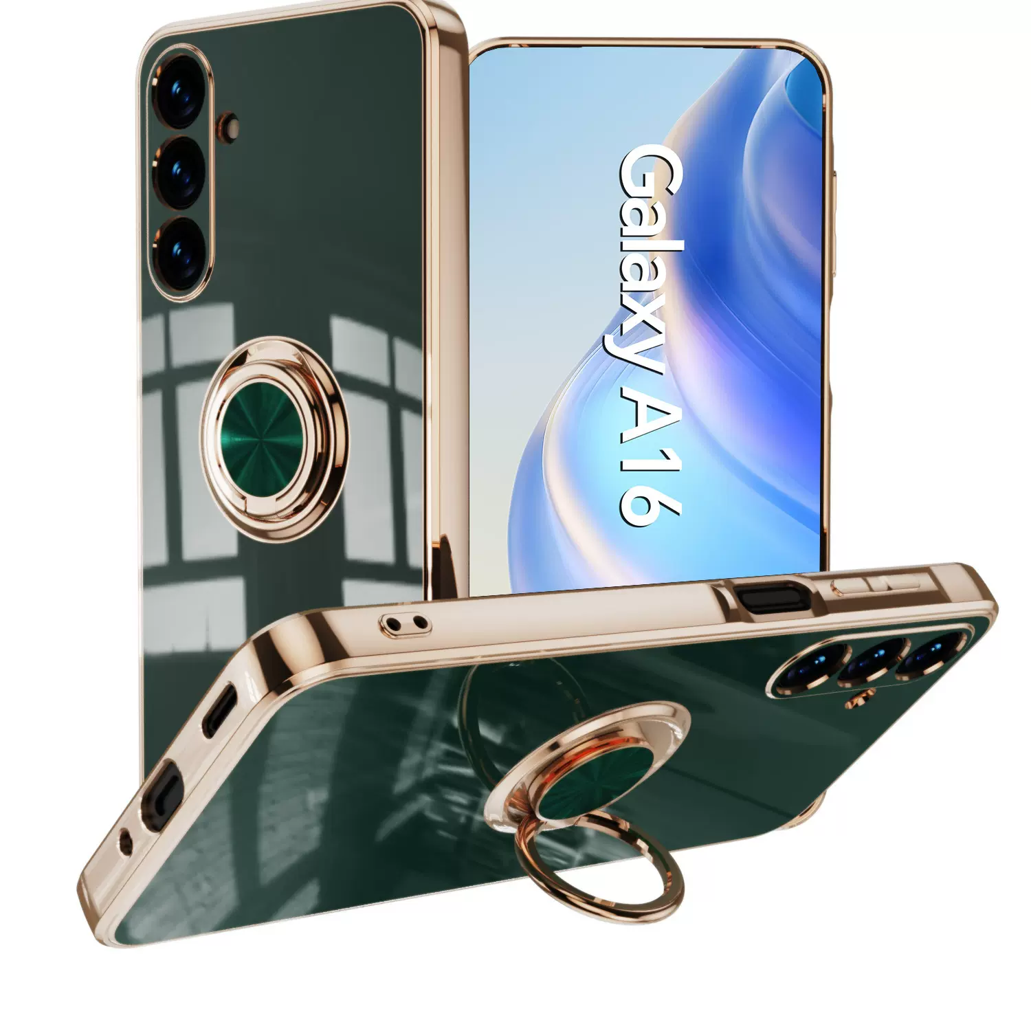 适用三星A56手机壳Galaxy A06/A16/26/36指环支架车载电镀保护套