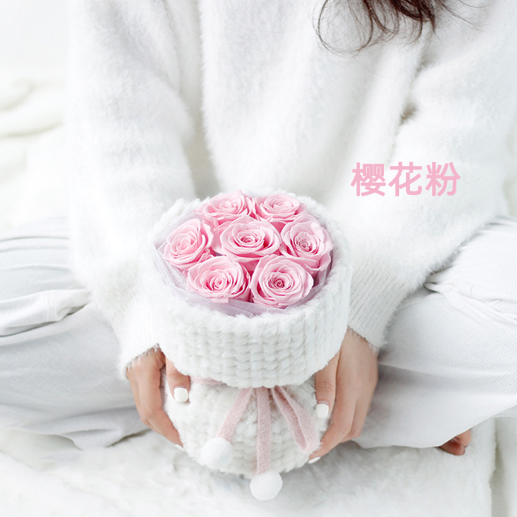 Ramo de rosas, flores secas, Día de la Madre, regalo de cumpleaños para niña, producto terminado, regalo de San Valentín, flor eterna, arte floral en degradado