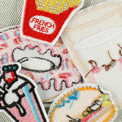 Computer embroidery badges, hamburgers, French fries, milk tea, embroidery badges, clothing accessories, shoes and hats accessories, patches, stickers, versatile fabric stickers