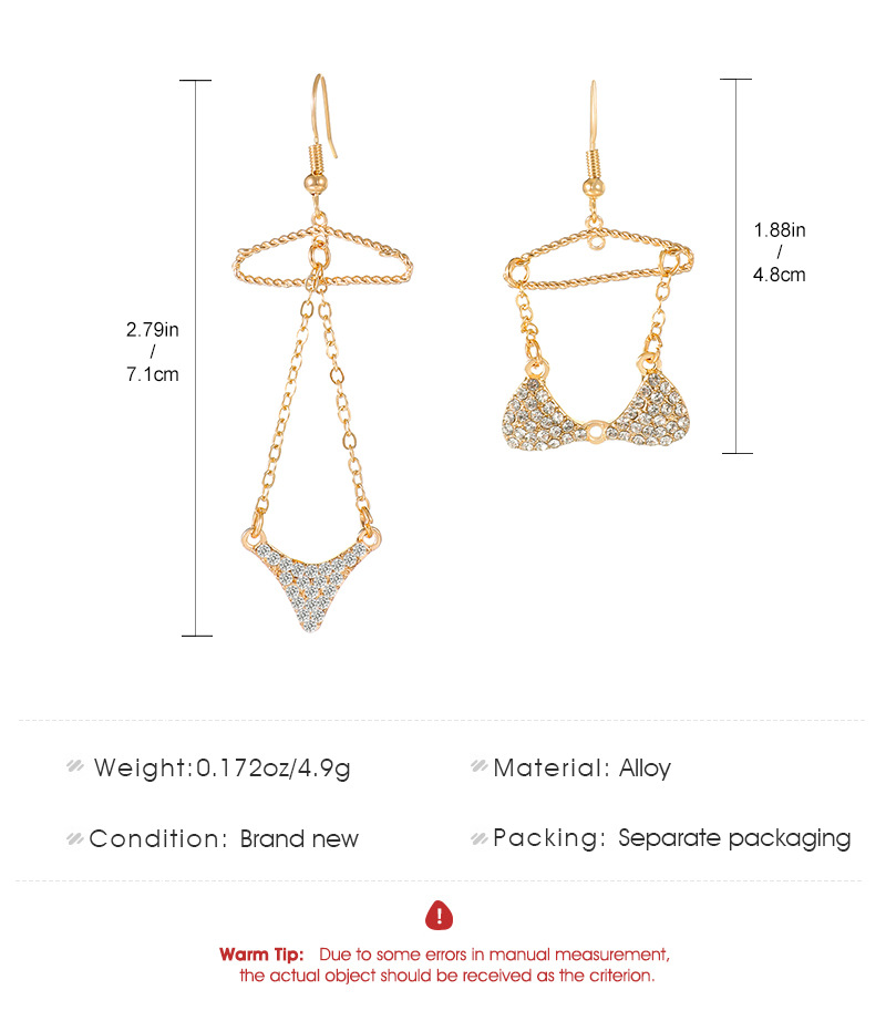 8g Weight Alloy Ear Needle Material Rhinestones Inlay Material Drop Earrings Classification 1 Pair IG Style Sexy Shiny Bikini Inlay Alloy Rhinestones Drop Earrings