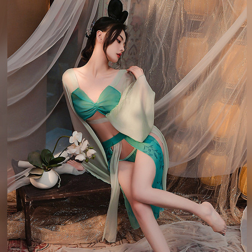 Tang suit long-sleeved sexy underwear  new ancient style Hanfu uniform temptation flirting hot passion in bed 5354