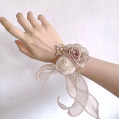 新しいタイプの結婚式の花嫁の手首の花の双串の真珠のチェーンは各種の胸の花のウェディング用品の花の材料を卸売りします。