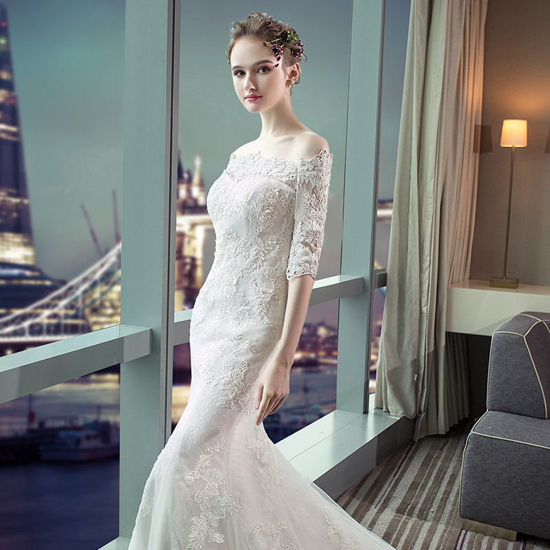 Tiktok Hot-Selling Wedding Dress 2026 New Style Bride Slim-Fit Fishtail Simple Petite Long Train Wedding Dress Tiktok Hot-Selling Wedding Dress 2026 New Style Bride Slim-Fit Fishtail Simple Petite Long Train Wedding Dress