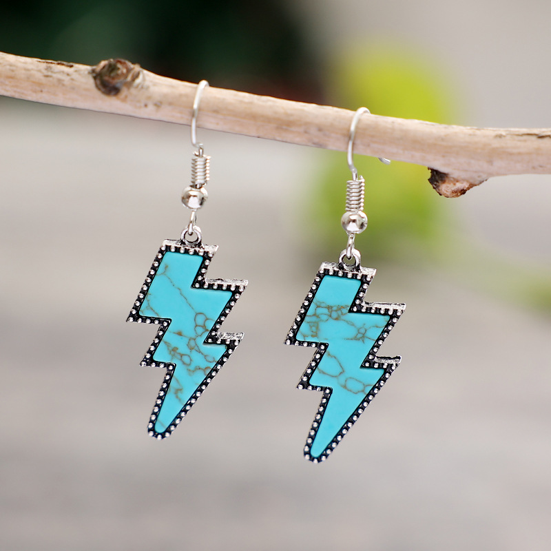 1 Pair Retro Lightning Alloy Drop Earrings display picture 2