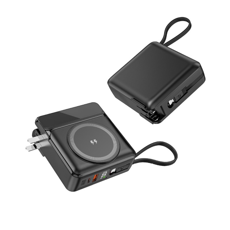 ケーブル付き磁気パワーバンク 15000 mAh 高速充電モバイル電源プラグ付き AC 壁プラグパワーバンク|undefined