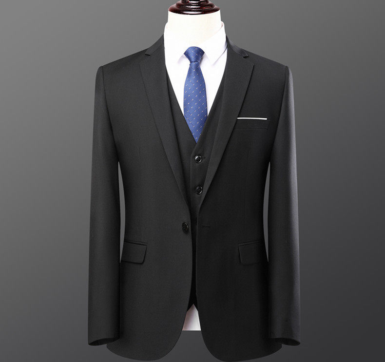 Bộ vest nam hai mảnh dáng ôm, áo vest cổ bẻ phẳng một hàng cúc, lễ phục cưới và đi làm — Bộ áo và quần một cúc màu xanh navy, Bộ đồ hai cúc màu xanh tím than (áo + quần), Bộ đồ hai cúc màu xám (áo + quần), Bộ đồ màu xám một cúc (áo + quần) chi tiết 10