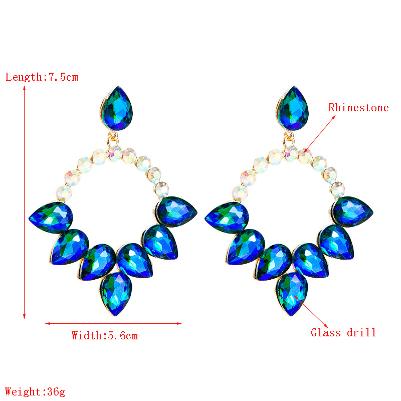 Wholesale Jewelry New Multi-layer Drop-shaped Glass Diamond-studded Earrings Nihaojewelry display picture 1