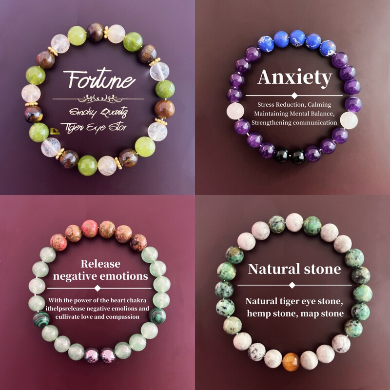 TK cross-border explosion healing crystal tiger eye stone tea crystal amethyst obsidian green east tomb bracelet