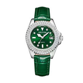 代颜品牌手表镶钻石英表腕表带日历女批发表盘2024新款生活防水