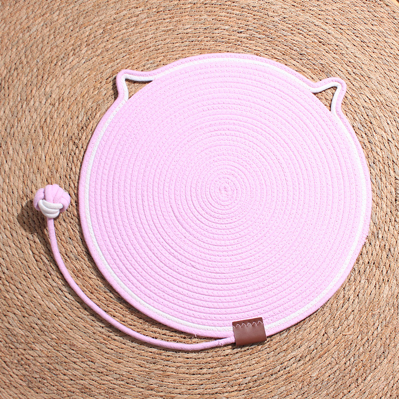 Cable de algodón para mascotas confortable para jugar y dormir en una sola estera de agarre para gatos resistente al desgaste, estera de algodón trenzado resistente al desgaste