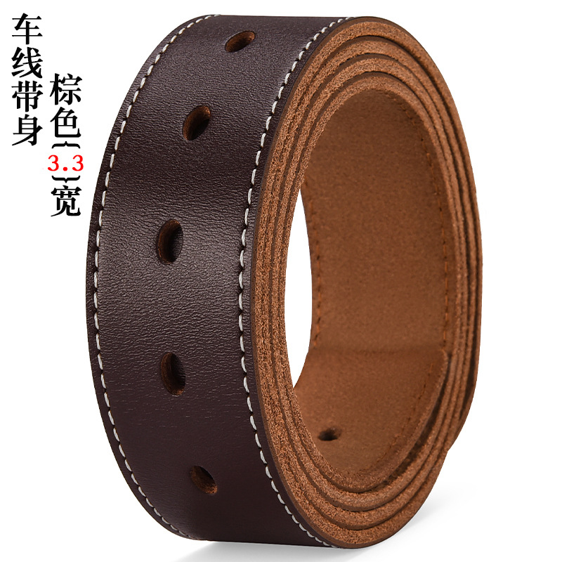 Cinturón sin cabeza de piel de vaca tira de hebilla lisa de cuero de los hombres con cuerpo