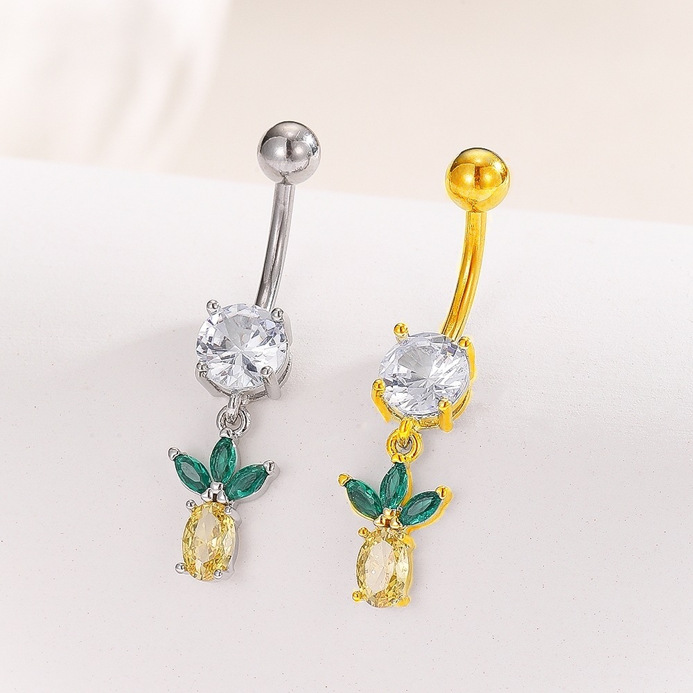 Geometric Fruit Grape Micro-Set Stone Navel Ring Copper Body Piercing Jewelry detail image 7