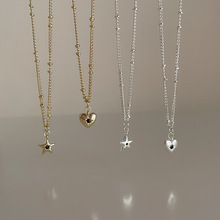 锆石金属爱心星星吊坠项链女小众复古个性百搭简约气质颈链锁骨链