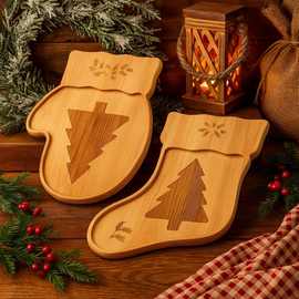 圣诞节木质托盘儿童零食装饰托盘糖果盘家用派对奶酪板蛋糕托盘