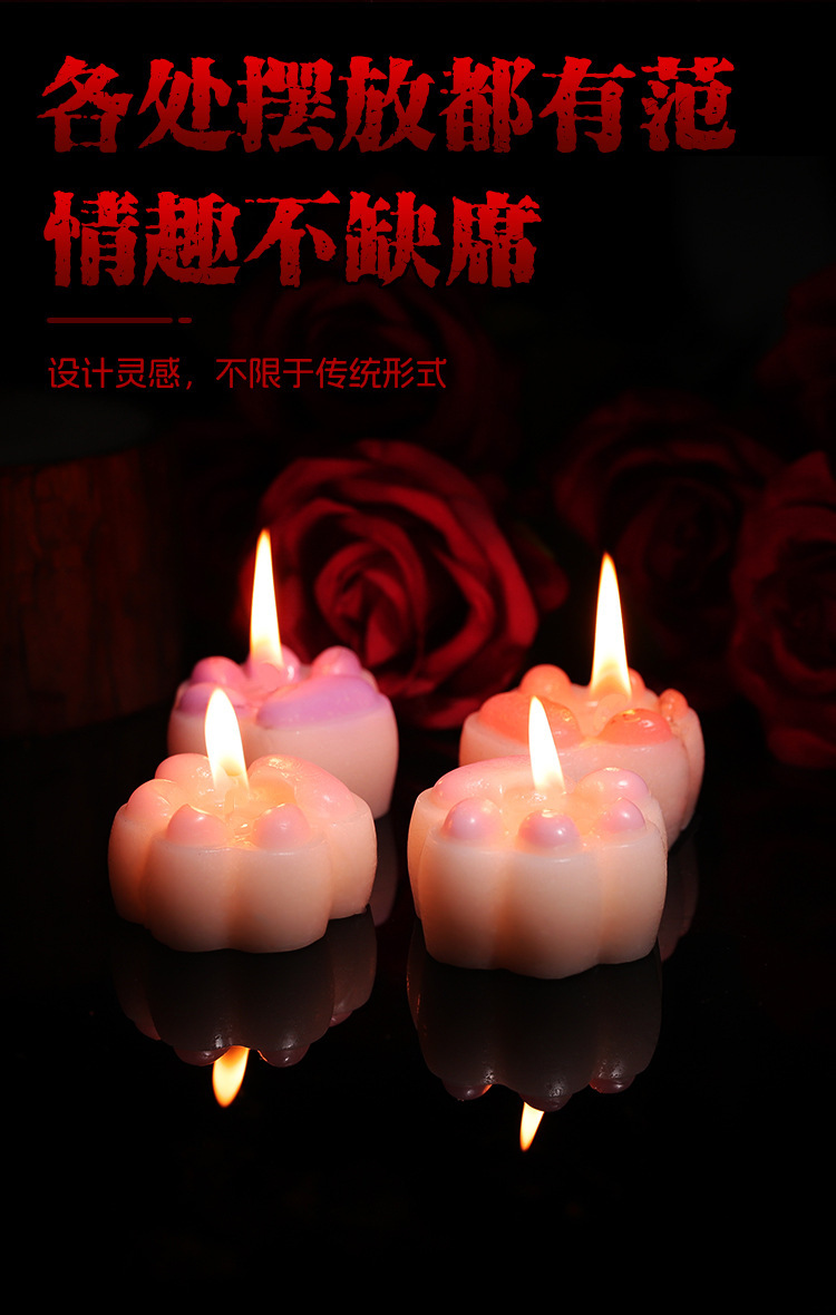 Cat Paw Low-Temperature Massage Candle in Pink Soy Wax for Adult Couples — detail image 18