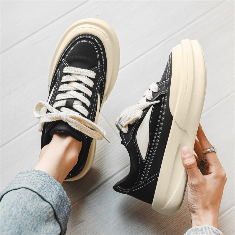 Chaussures décontractées à semelle épaisse pour hommes, chaussures de sport polyvalentes, à la mode, pour augmenter la hauteur, faites maison, automne et hiver_voghion.com