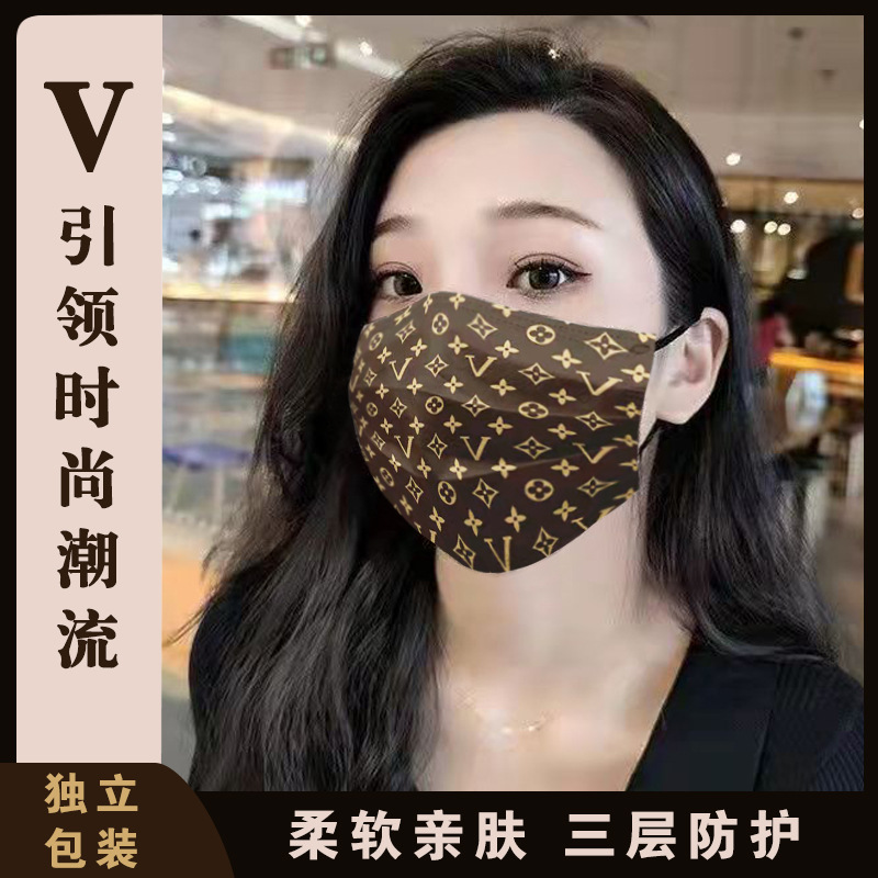 一次性口罩潮牌网红同款印花格子时尚口罩批发独立包装高颜值男女