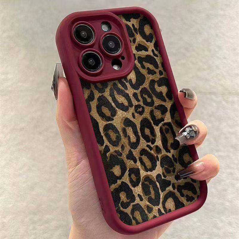 Estampado de leopardo retro para iphone16pro funda para teléfono móvil Apple 15 anti-caída 14 retro 13promax nuevo 12x