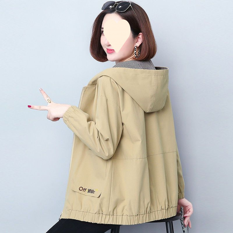 Spring and Autumn New Style Women's Korean Style Casual Versatile Loose Large Size Hooded Jacket