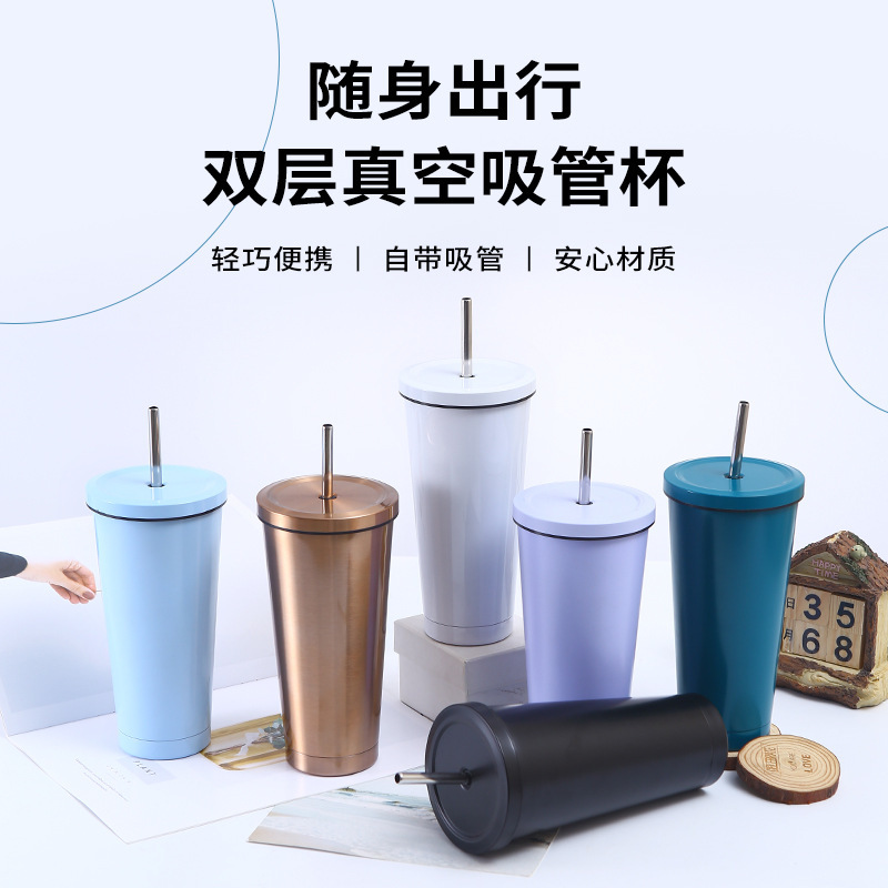 Comercio exterior 304 taza de paja de acero inoxidable 750ml transfronterizo de gran capacidad taza de café de vacío portátil taza de coche taza de vacío