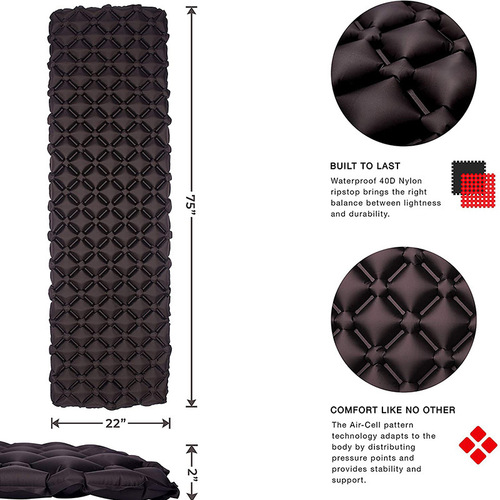 Factory Direct Sale Outdoor Inflatable Mat  Camping Hiking Tent Sleeping Pad Nylon TPU