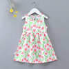 Summer skirt, small princess costume, beach dress, sleevless dress, floral print, 2024 years, children's clothing, A-line