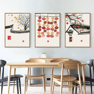 新中式客厅装饰画餐厅中国风招财丰收喜庆沙发背景三联画墙壁挂画