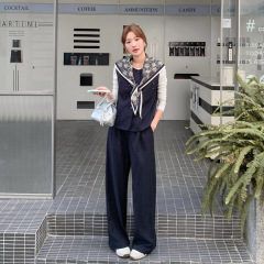 韩系高级感休闲套装女2025年春秋季新款气质显瘦马甲阔腿裤两件套