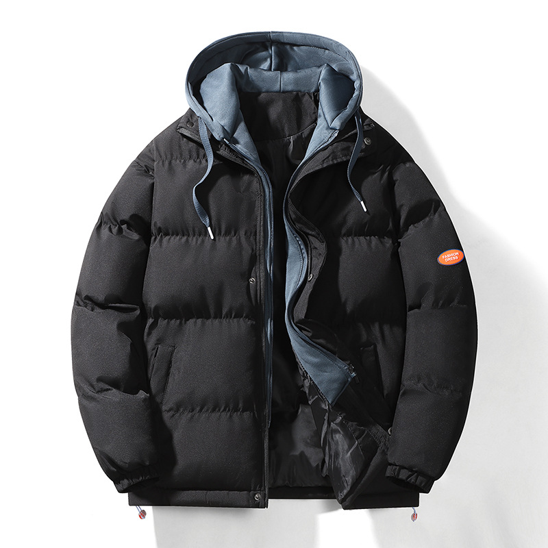 Men's and Women's Cotton-Padded Velvet Warm Jackets Winter Fake Two-Piece Hooded Outdoor Mountaineering Sports Jackets Thickeneded Cotton-Padded Jackets