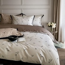 A类60支长绒棉四件套法式轻奢风花卉数码印花高级感全棉纯棉床品1