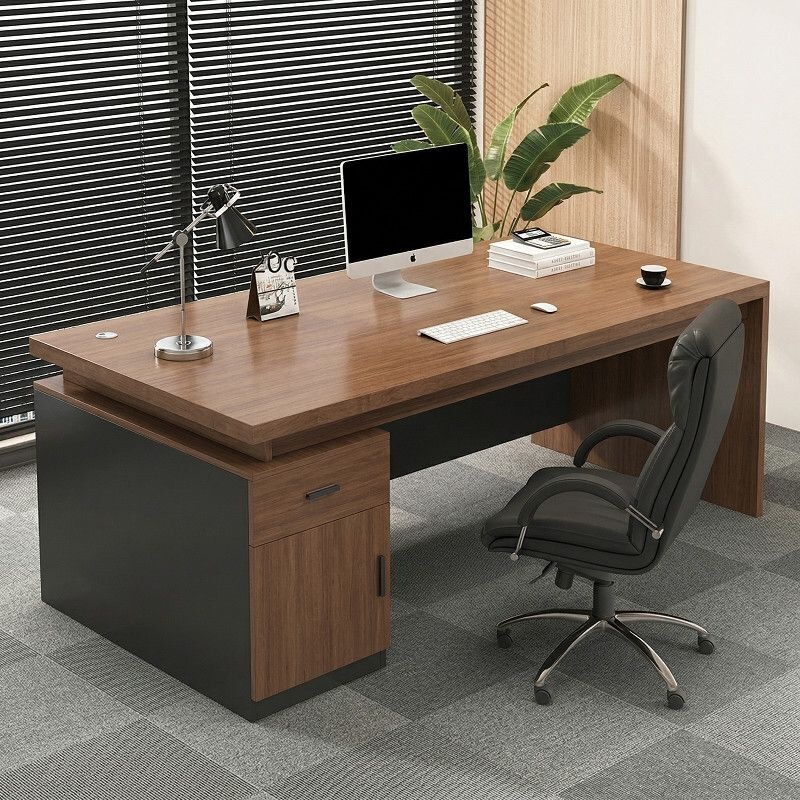 Simple office desk, computer desk, employee workstation with cabinet, desk and chair set, minimalist and high-end double desk, executive desk