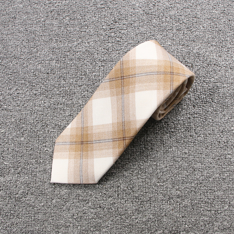 幻彩金桔间白格 领带