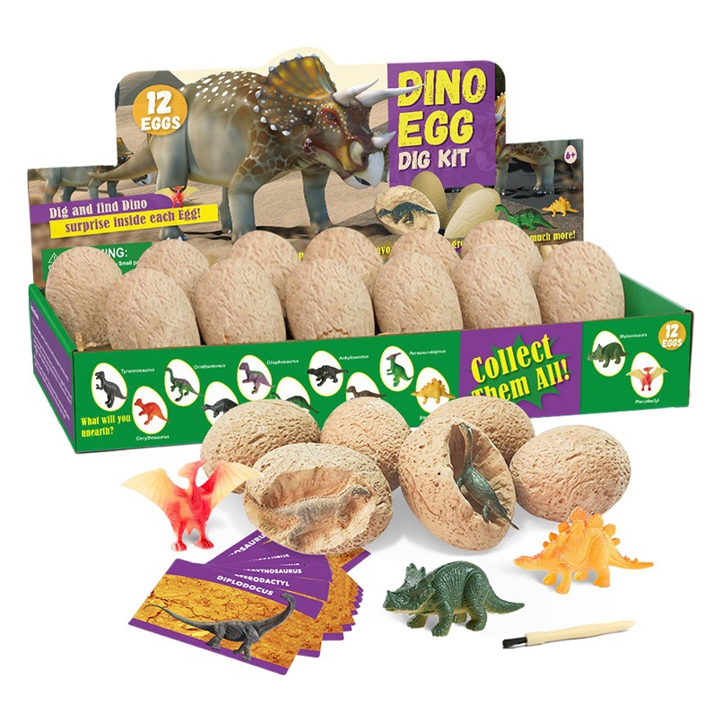 Huevo de dinosaurio educativo para niños juguetes de minería arqueológica al por mayor tiranosaurio simulación dinosaurio gema mineral modelo conjunto