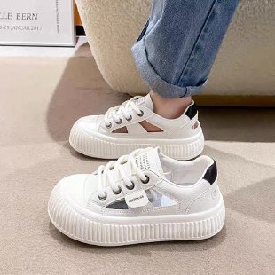 2025 New Summer Hollow Light White Shoes Women's Shoes Sports Casual Student Board Shoes Thick Bottom Platform Sandals