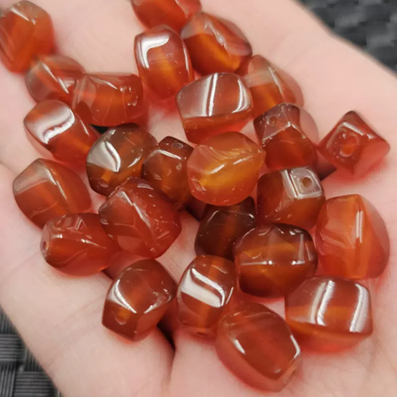 冰种红玛瑙路路通玉石散珠红玉髓扭劲珠子diy手链项链饰品配件珠