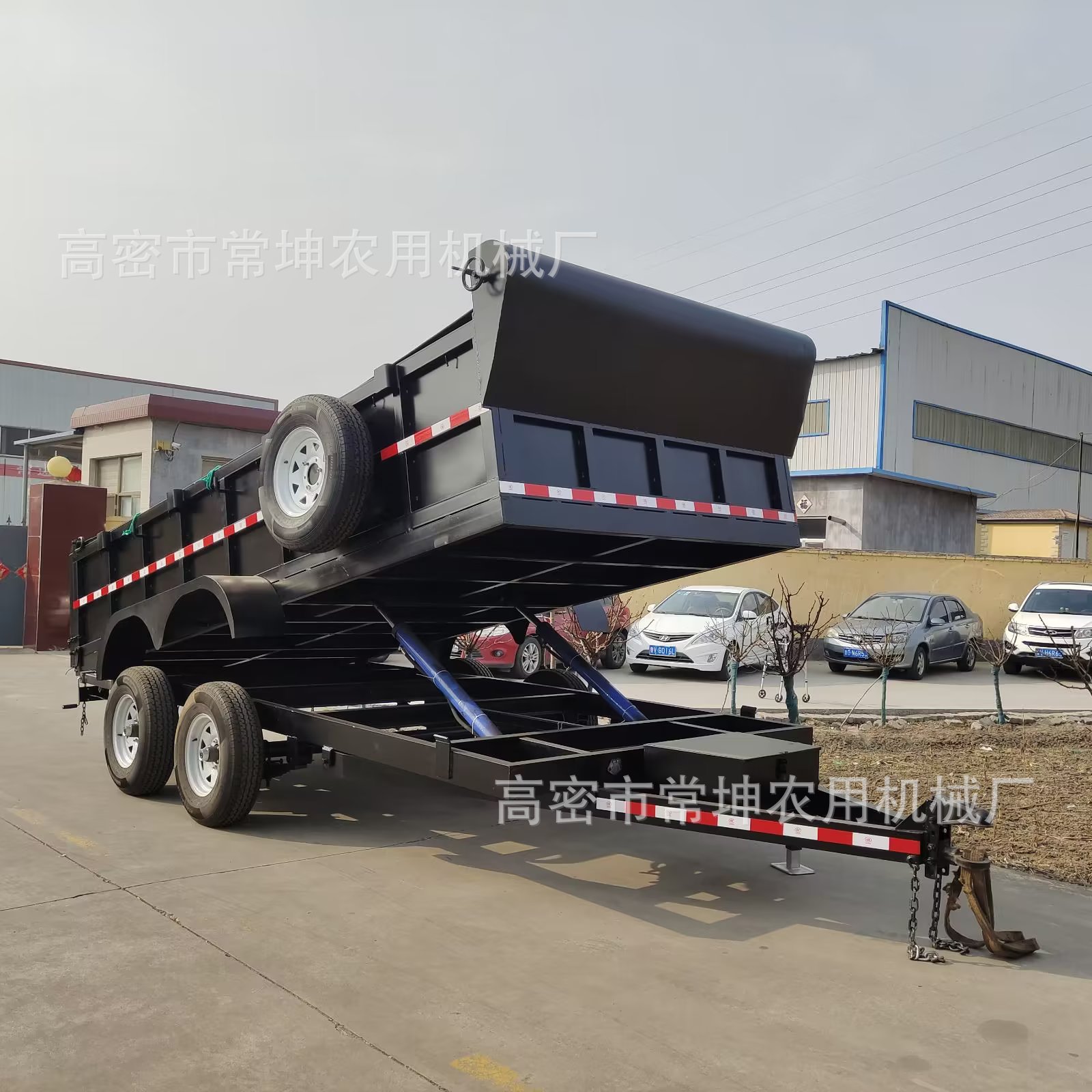 供应厂家5吨液压自卸挂车农用拖车货运运输车斗平板挂车仓储拖车
