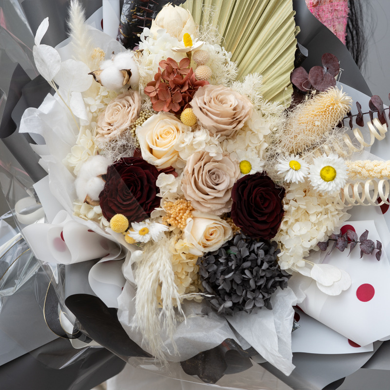 Ramo de flores eternas de Yunnan, ramo grande de rosas, regalo de confesión de amor para bodas del Día de San Valentín, adornos de decoración para el hogar de alta gama