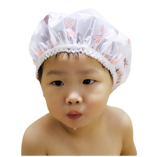 2024 toddler baby bath cartoon pattern shower cap children's shampoo cap waterproof hair drying cap waterproof shower cap