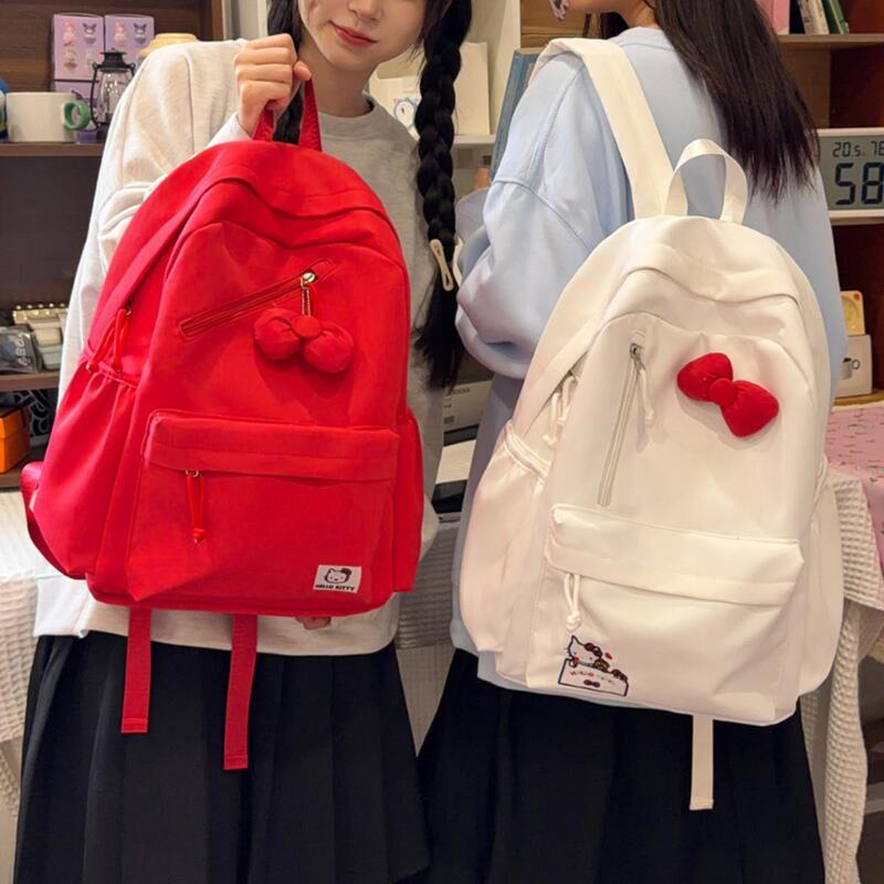 Korean-Style Light Oxygen Academy Style Hello Kitty Backpack with Bow Decoration, Energetic Student Commuter Casual Bag