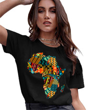 African Basemap T-Shirtʱ�з��޵�ͼӡ��Ů��ɫT��ԭ�����ж���