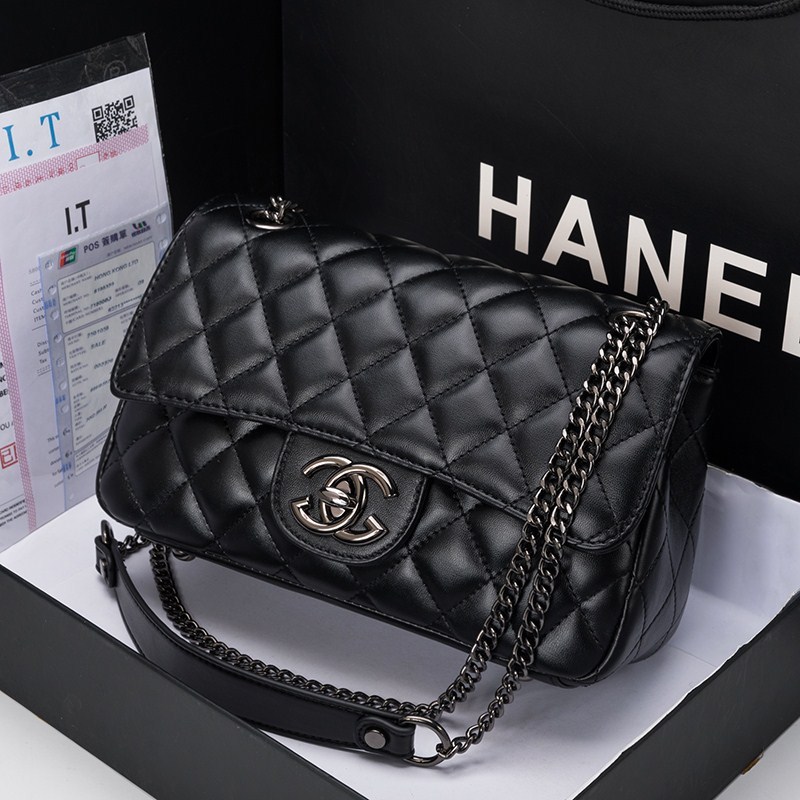 Bolso de cuero genuino de las mujeres Chanel estilo de gran capacidad rombo bolsa de la cadena de moda nueva moda todo partido crossbody hombro pequeño bolso cuadrado