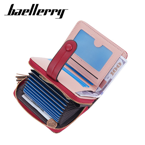 Baellerry new women's short wallet Korean style printed buckle zipper coin purse contrasting color card holder wholesale