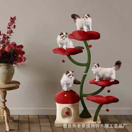 跨境猫树塔现代猫爬树客厅用猫家具木制豪华猫公寓大型花猫树