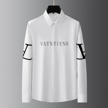 冬季清仓高级感植绒双袖倒A男士长袖衬衫男潮流轻奢痞帅男装衬男