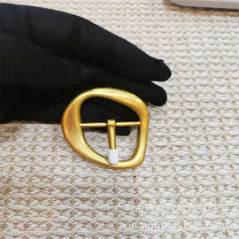 小禾皮带扣头小众潮流实心纯铜鎏古金皮带针扣韩版单独扣头宽度2.