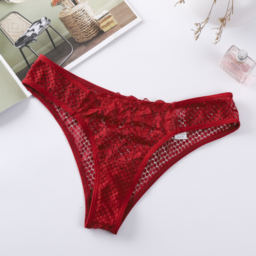 Hot selling lace women's underwear high-end sexy transparent lace new transparent hollow briefs large size ebay