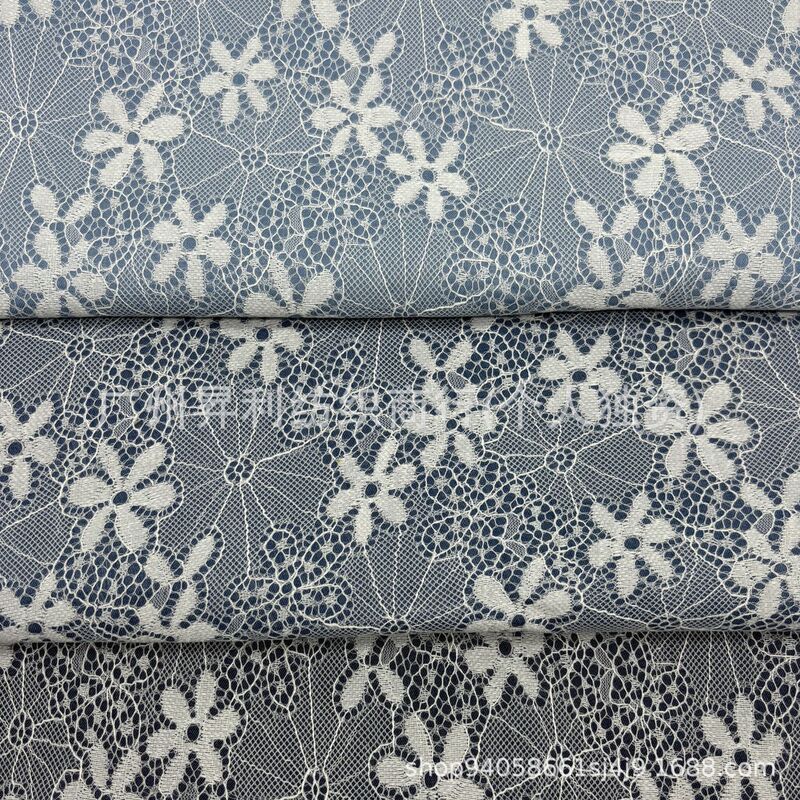 No-Wash Thin Sweet Style Composite Lace Denim Fabric Tops Pants Clothing Handmade Bag Fabrics