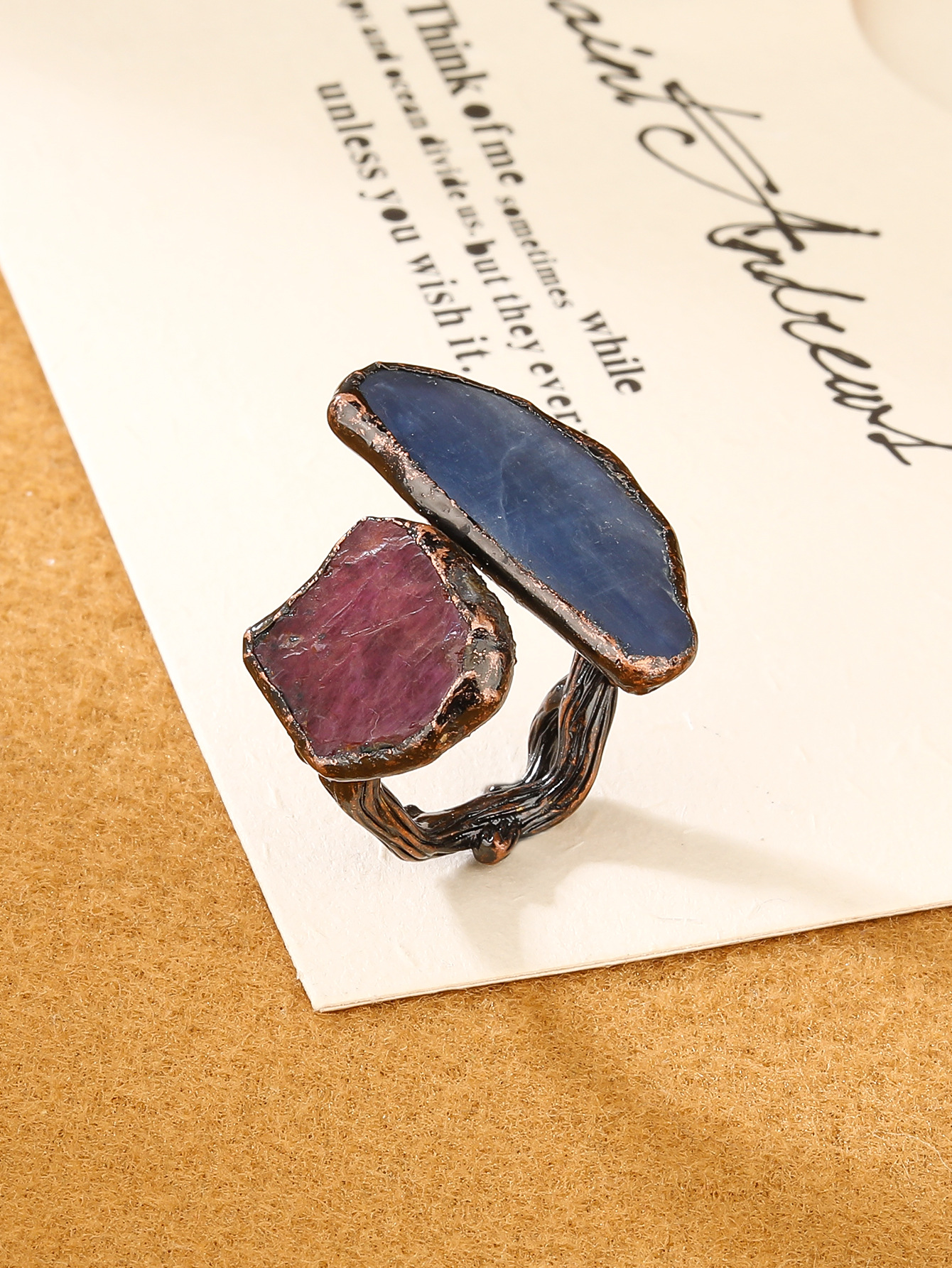 25g Weight Natural Stone, Crystal Inlay Material Open Rings Classification Adjustable Ring Size 1 Piece Quantity Daily Occasion Copper Material Geometric Pattern All Seasons Season Unisex Gender Inlay Design Retro, IG Style Style IG Style Retro Geometric Copper Inlay Natural Stone Crystal Unisex Open Rings Punk Rings 12